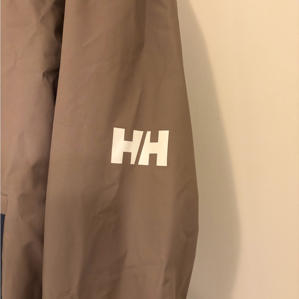 Helly Hansen Men's Taupe Hooded Rain Jacket - Picture 3 of 7